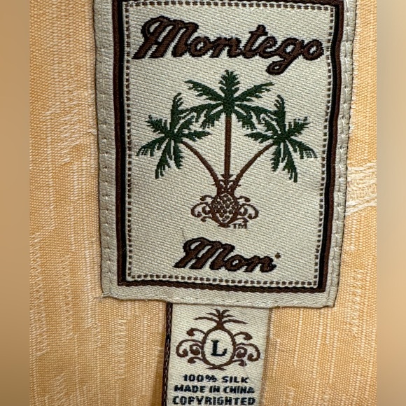 Montego Mon 100% silk Hawaiian shirt with a Parrot weave. Tangerine size Large - Picture 6 of 16